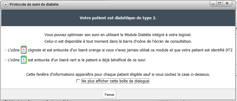 Message de mise à disposition du Suivi du diabète