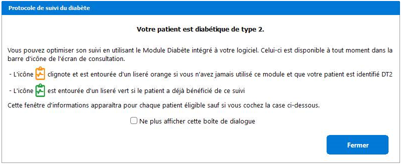 Message de mise à disposition du Module diabète