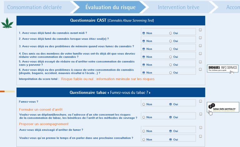 Questionnaires CAST et Tabac